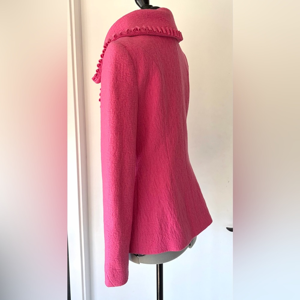 Peggy Jennings VTG felted wool jacket, ribbon-style trim, silk lined, pink, XS - Picture 8 of 17